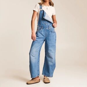 Free People We The Free Good Luck Barrel Overalls Color: Ultra Light Beam